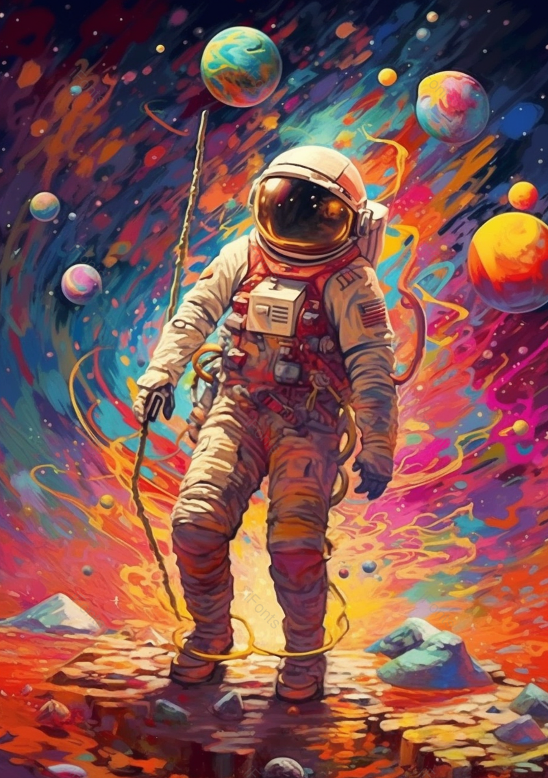 油画炫彩多色宇宙宇航员手绘插画图,插画/手绘图,插画/手绘图库,插画/手绘图下载,插画/手绘